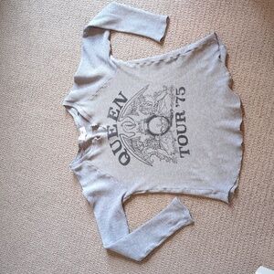 DAYDREAMER by free people Queen Tour '75 Gray Long Sleeve Top